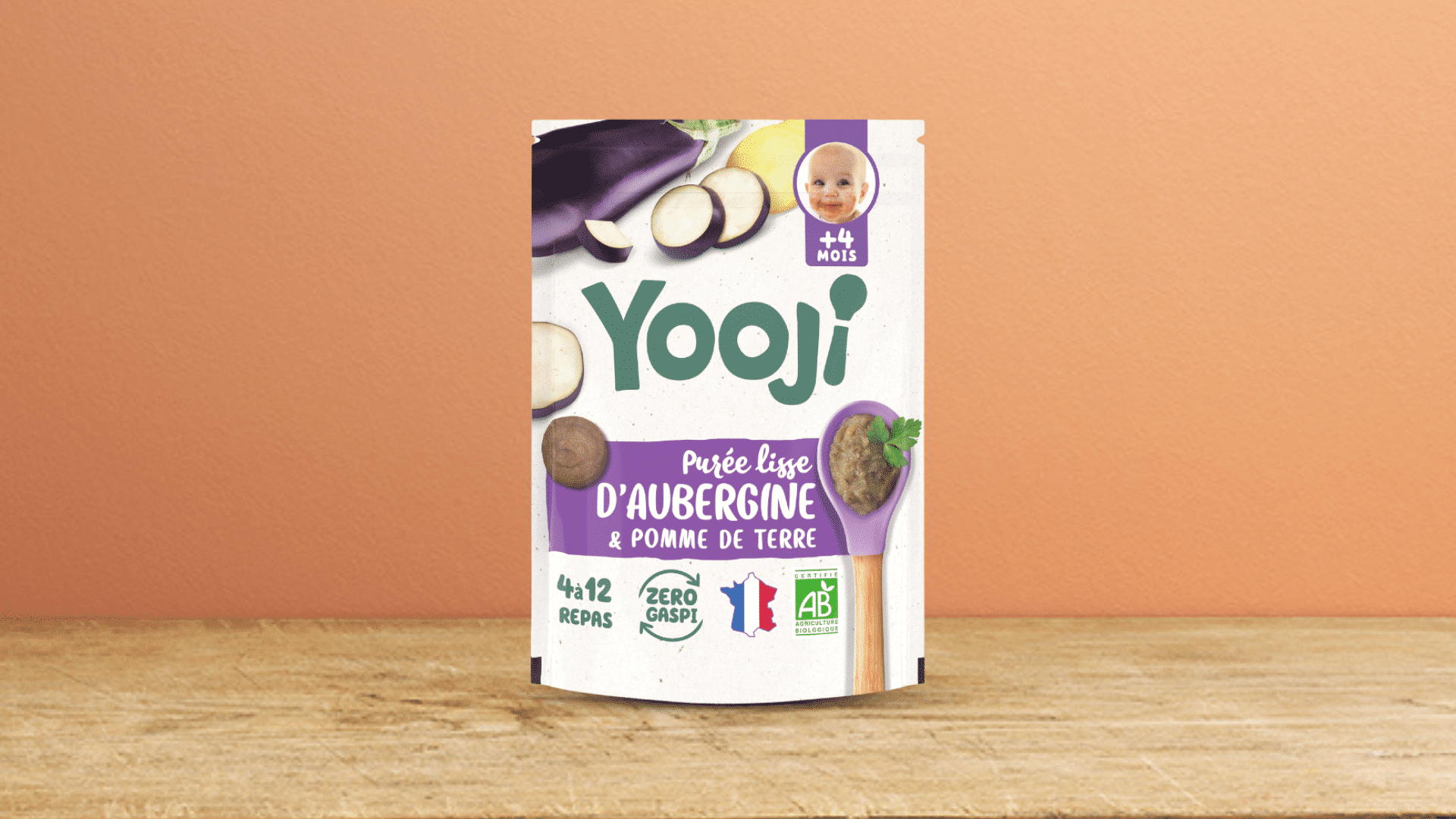 Portions de purée d'Aubergine bio pour bébé dès 4 mois